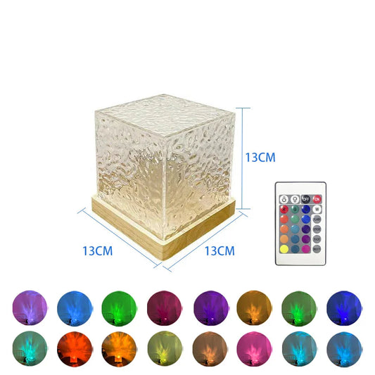 EMESA HOME Dynamic Rotating Water Ripple Projector – 3/16 Colors Flame Crystal Lamp, Night Light for Living Room, Study, Bedroom