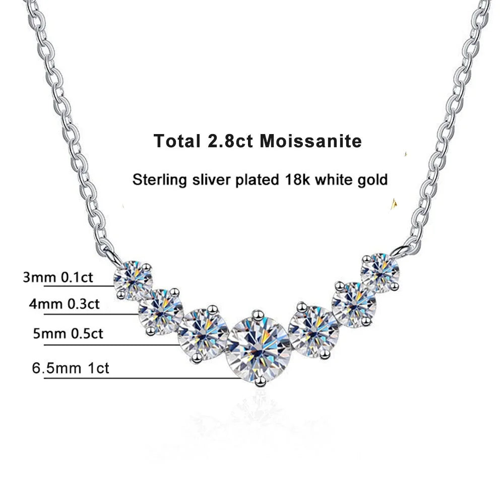 Moissanite Necklace for Woman Wedding Fine Jewely with Certificates 925 Sterling Sliver Plated 18k White Gold Necklace