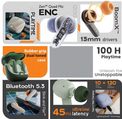 TWS Dual Microphone Earphones with Active Noise Cancellation & Ultra-low Latency
